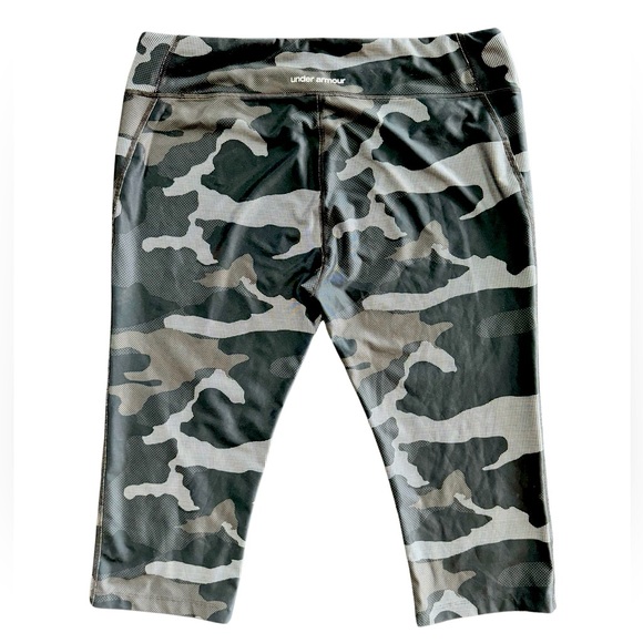 Women’s Under Armour Capri Workout Leggings, Camo, Black and Gray, Heatg… - Picture 2 of 4